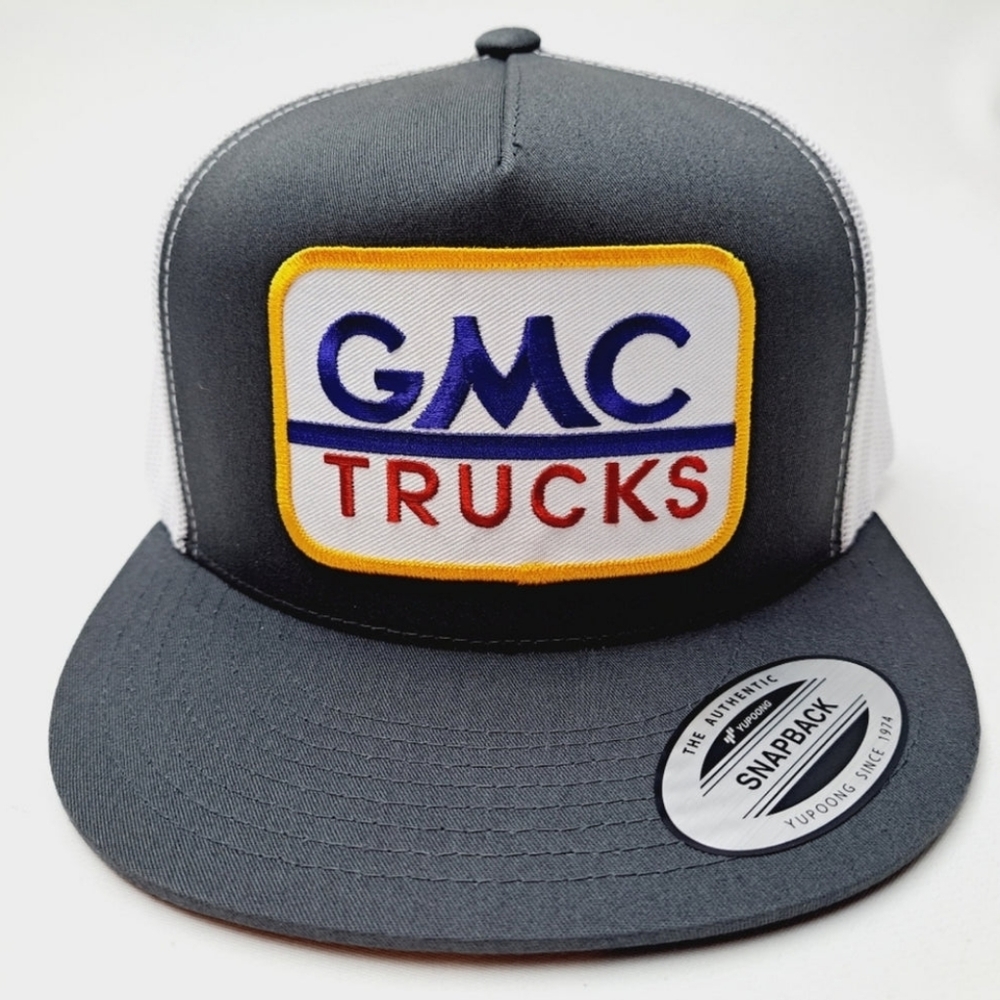 GMC Retro Vintage Style American Trucks Embroidered Patch Flat Bill Trucker Mesh